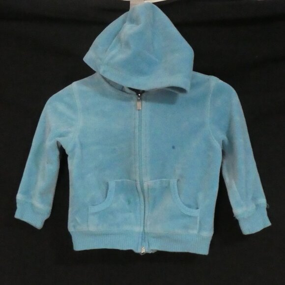 GREENDOG | size 2 | Blue Velour Zip-Up Hoodie | *Paint Spots - Picture 2 of 15
